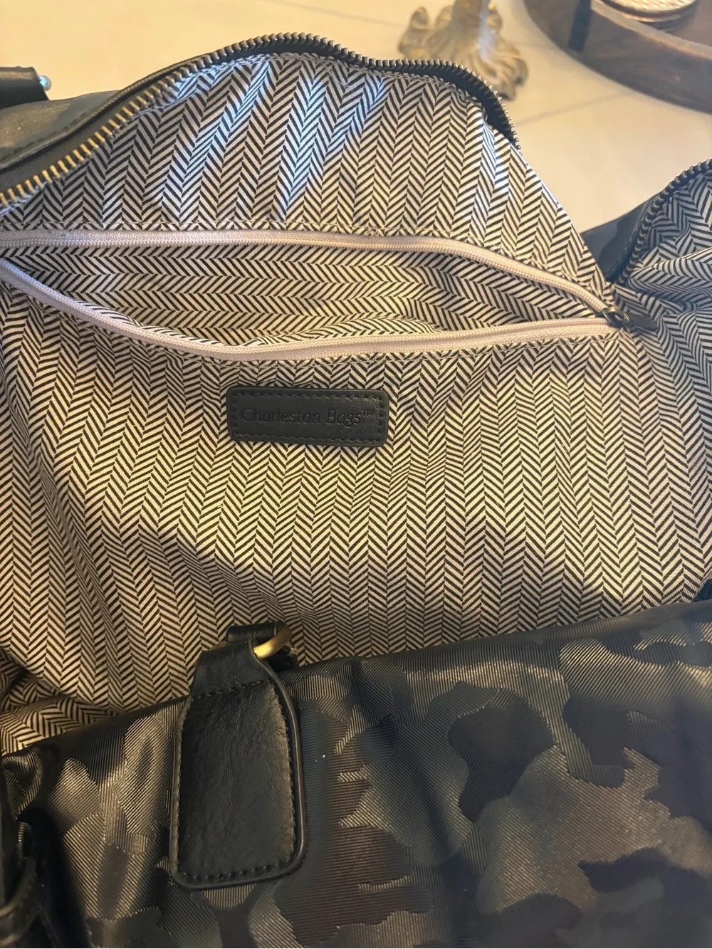 Black Camo LARGE and small duffle Bag with Gold Hardware